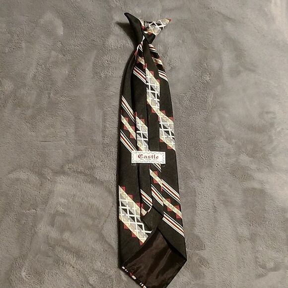 70s retro clip-on tie by Castle and suspender set - Picture 5 of 6